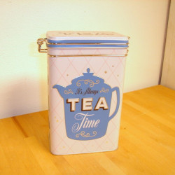 Te dåse, blå motiv, m. patentlukning