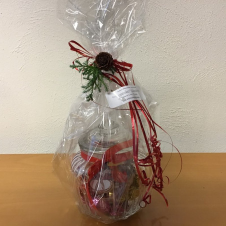 Glaskrukke med chokolader og bolsjer