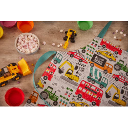 Børneforklæde med biler - til at tørre af. Ulster Weavers.