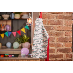 Sejt børneforklæde med krokodiller - til at tørre af. Ulster Weavers.