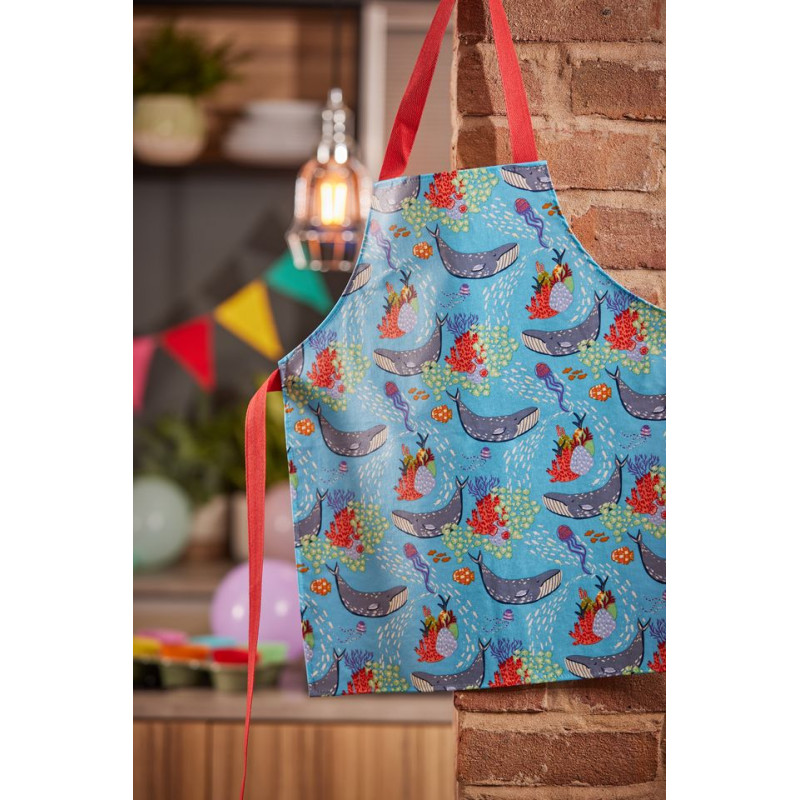 Forklæde til børn med hvaler - Ulster Weavers. Forklæde til at tørre af.