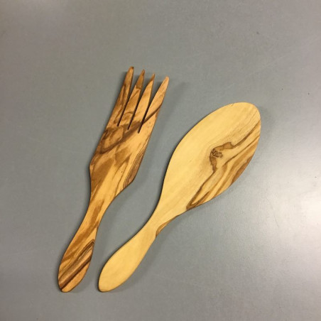 Salatbestik, oliventræ - 22 cm