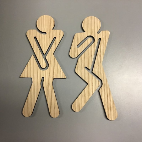 Stort toilet skilt  i egefinér