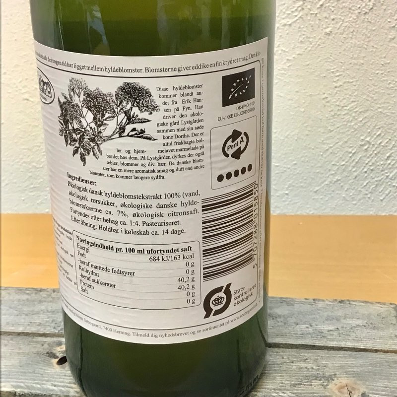 Dansk Hyldeblomstsaft, økologisk.